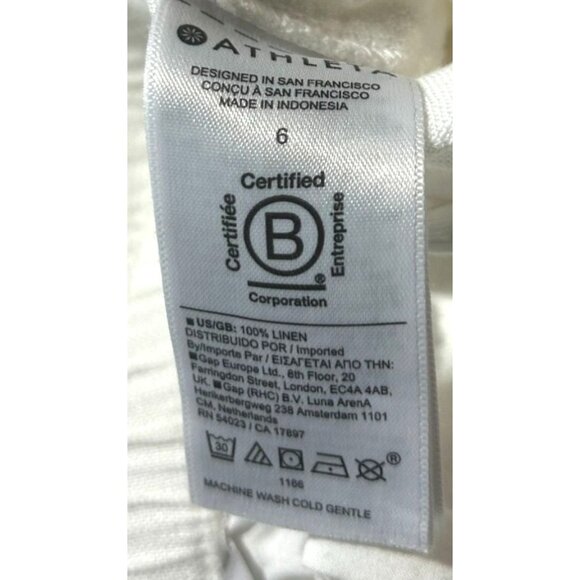 Athleta Cabo Linen Wide Leg Pant Calla Lily White Size 6 With Elastic Waist - Picture 10 of 10